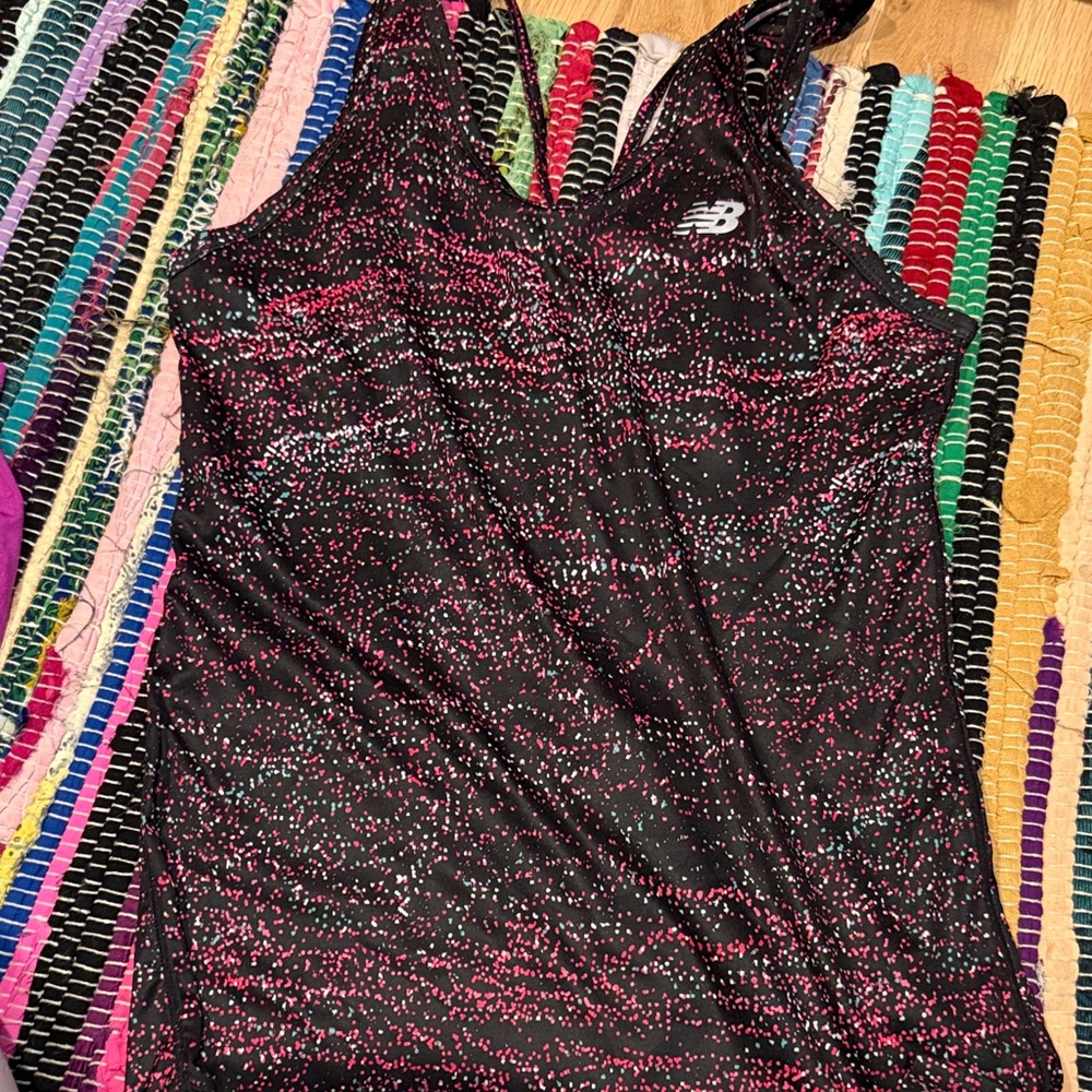 New Balance Black and Pink Speckled Tank Top